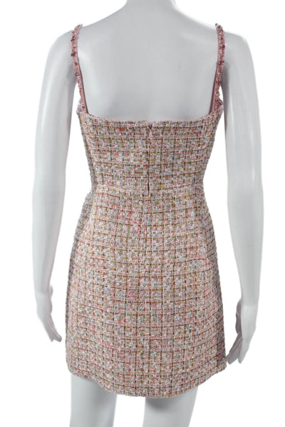 Self Portrait Womens Bodycon Pink Check Sweetheart Sleeveless Dress Size 8