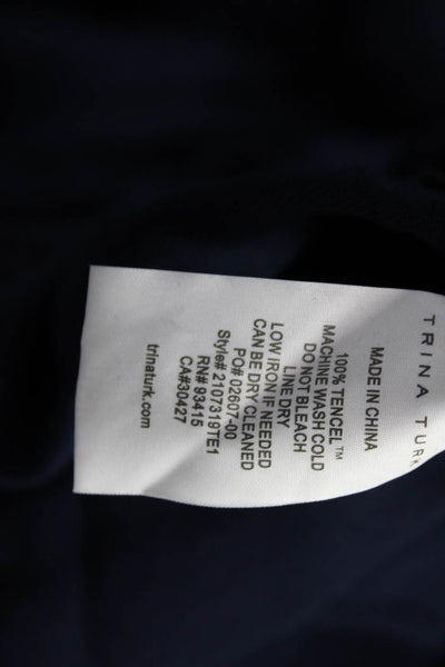 Out Of Office Womens Tencel Blouson Dress Blue V-Neck Size L