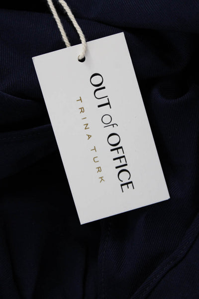 Out Of Office Womens Tencel Blouson Dress Blue V-Neck Size L