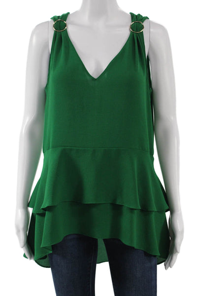 Michael Michael Kors Women Sleeveless V-Neck Tunic Blouse Green Size M