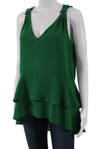 Michael Michael Kors Women Sleeveless V-Neck Tunic Blouse Green Size M