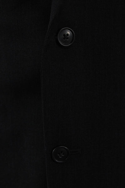 Pronto Uomo Mens 2 Piece Suit Solid Black 85% Wool Size 44