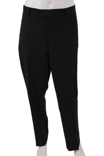 Pronto Uomo Mens 2 Piece Suit Solid Black 85% Wool Size 44