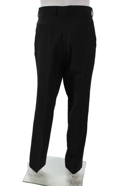 Pronto Uomo Mens 2 Piece Suit Solid Black 85% Wool Size 44