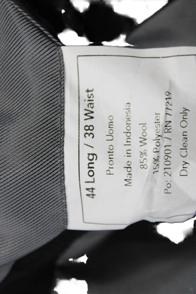 Pronto Uomo Mens 2 Piece Suit Solid Black 85% Wool Size 44