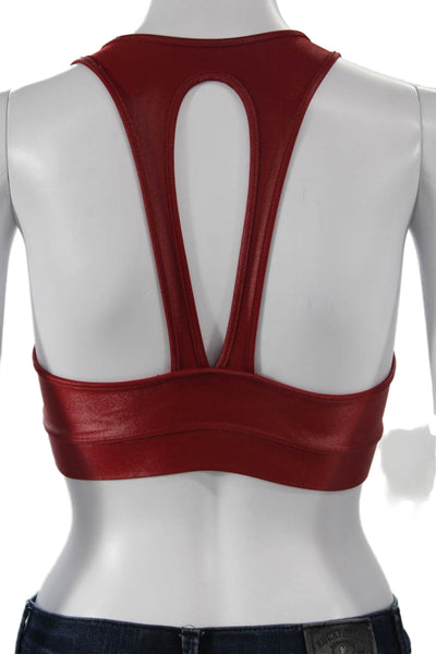 Carbon 38 Womens Cut Out Back Scoop Neck Sports Bra Red Size Extra Small