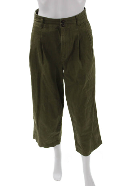 Madewell Womens Cropped Green Cotton Pants Size 26