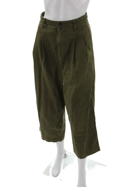 Madewell Womens Cropped Green Cotton Pants Size 26