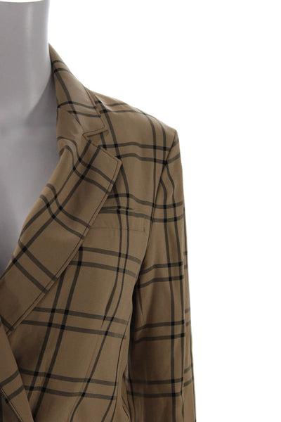 La Ligne Women Blazer Beige Check Viscose Long Sleeve Size 2