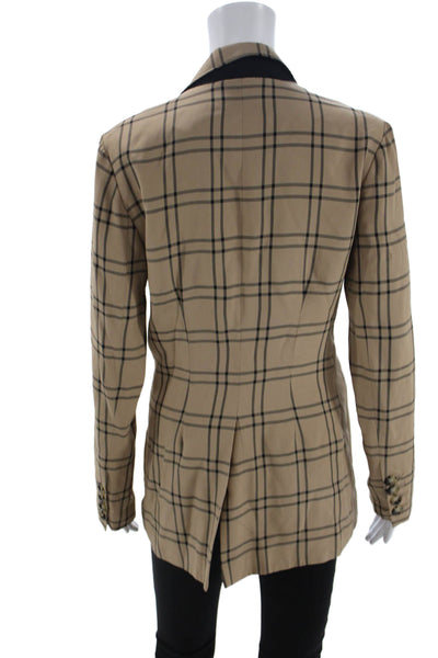 La Ligne Women Blazer Beige Check Viscose Long Sleeve Size 2