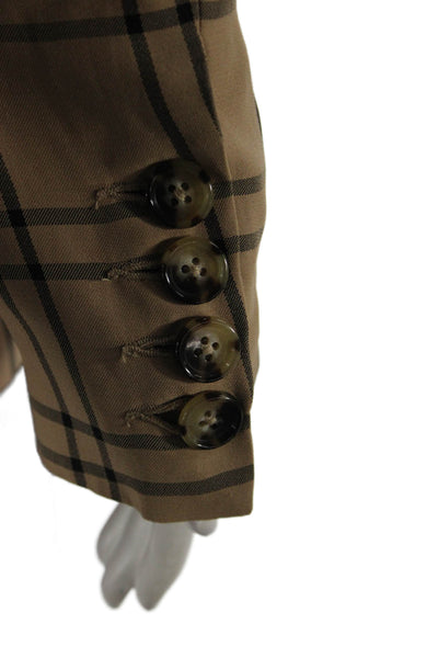 La Ligne Women Blazer Beige Check Viscose Long Sleeve Size 2