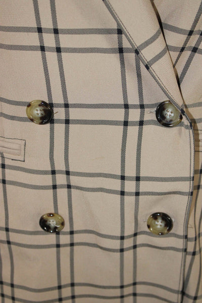 La Ligne Women Blazer Beige Check Viscose Long Sleeve Size 2
