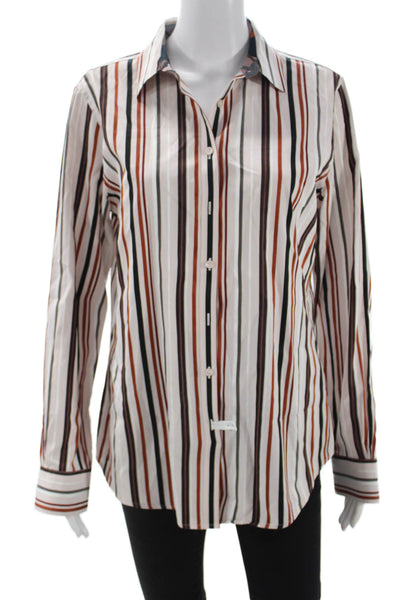 Brooks Brothers Women Striped Cotton Button-Up Long Sleeve Size 10