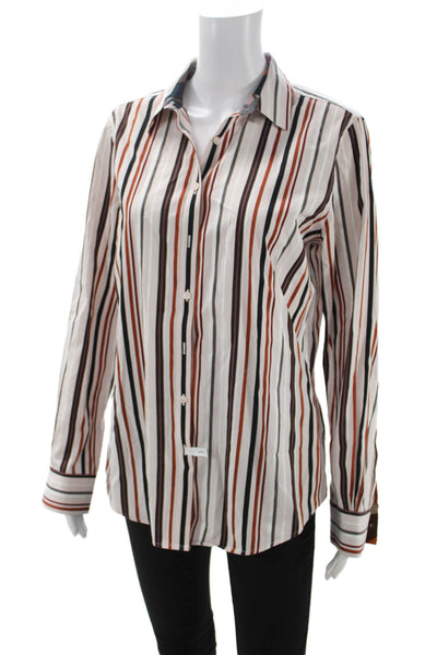 Brooks Brothers Women Striped Cotton Button-Up Long Sleeve Size 10