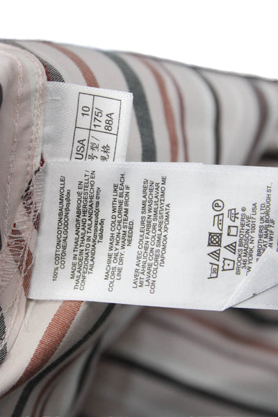 Brooks Brothers Women Striped Cotton Button-Up Long Sleeve Size 10