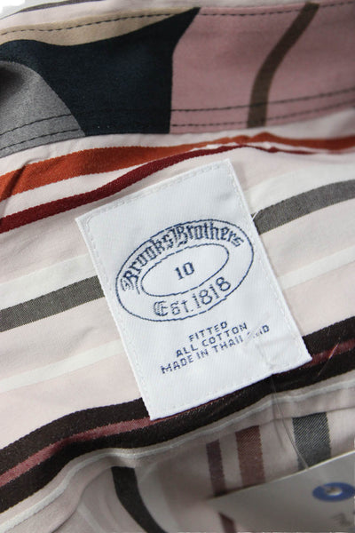 Brooks Brothers Women Striped Cotton Button-Up Long Sleeve Size 10