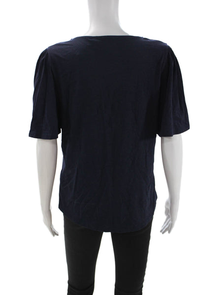 Boden Women Blue V-Neck Basic T-Shirt Short Sleeve 50% Cotton Size 10