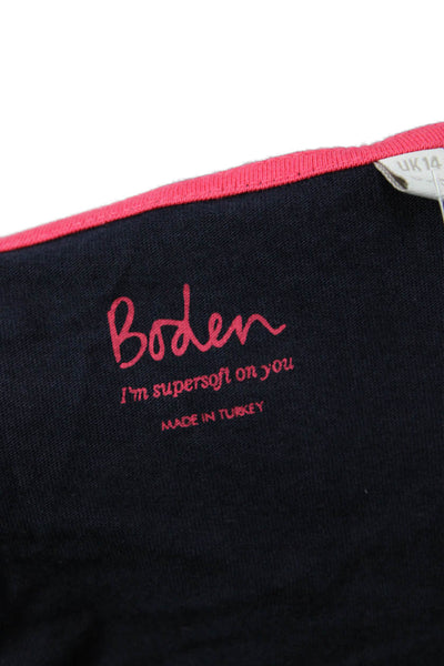 Boden Women Blue V-Neck Basic T-Shirt Short Sleeve 50% Cotton Size 10