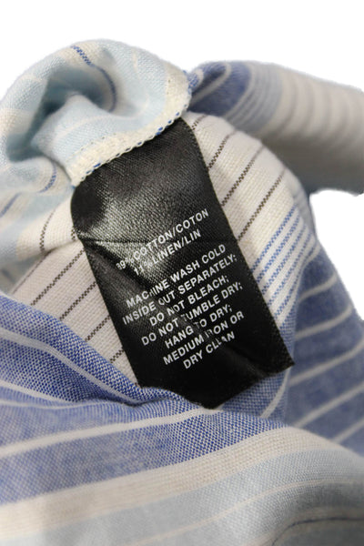 Lafayette 148 New York Women Tunic Button Up Striped Blue Size L