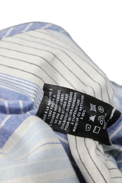 Lafayette 148 New York Women Tunic Button Up Striped Blue Size L
