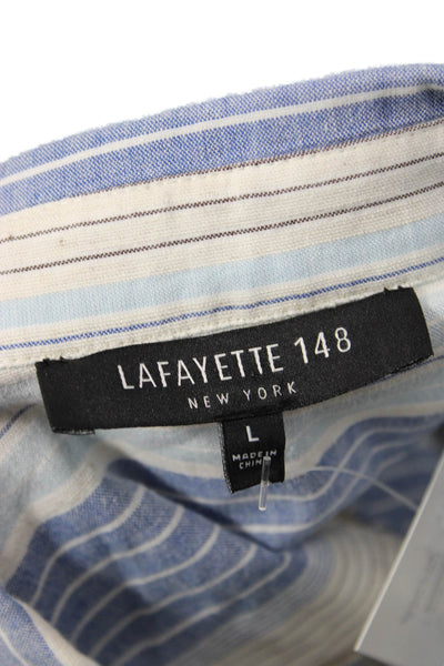 Lafayette 148 New York Women Tunic Button Up Striped Blue Size L