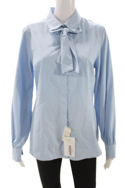 Brooks Brothers Women Cotton Collared Geometric Long Sleeve Blouse Size 12