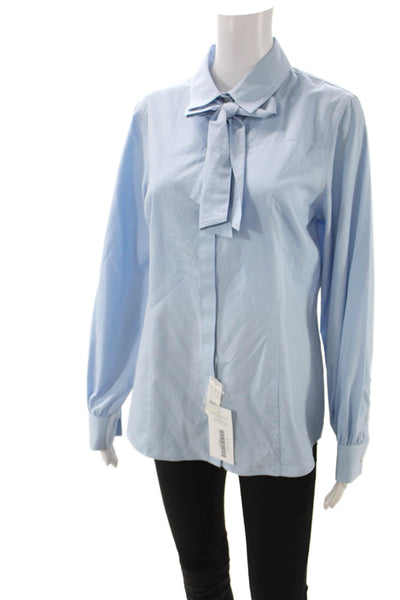 Brooks Brothers Women Cotton Collared Geometric Long Sleeve Blouse Size 12