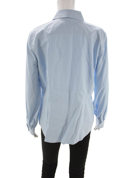 Brooks Brothers Women Cotton Collared Geometric Long Sleeve Blouse Size 12