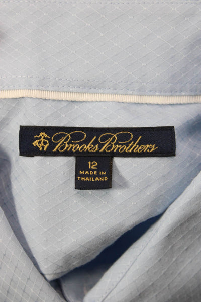 Brooks Brothers Women Cotton Collared Geometric Long Sleeve Blouse Size 12