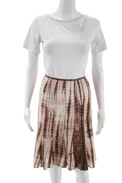 Lafayette 148 New York Women A-Line Brown Silk Knee Length Skirt Size 12
