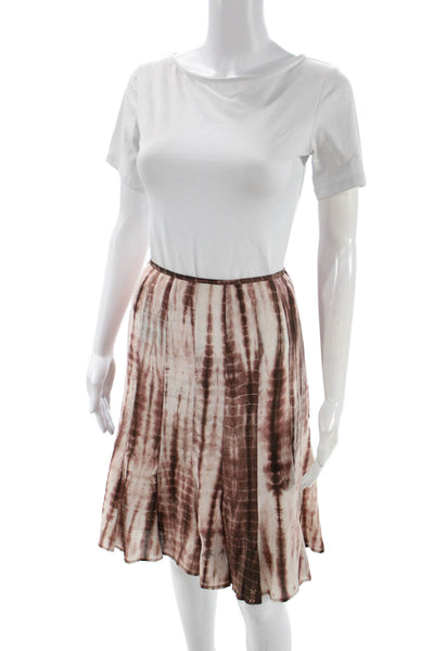 Lafayette 148 New York Women A-Line Brown Silk Knee Length Skirt Size 12