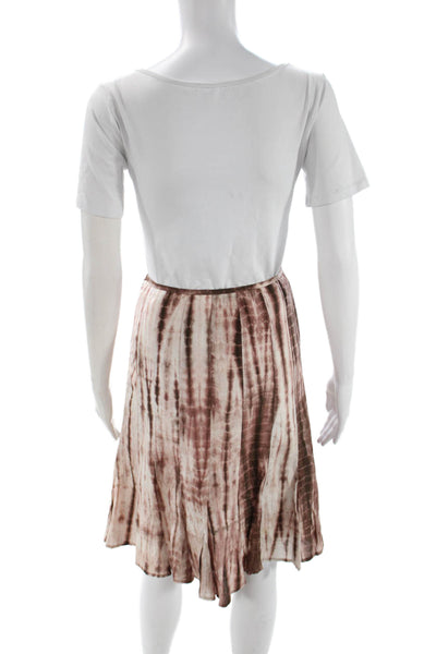Lafayette 148 New York Women A-Line Brown Silk Knee Length Skirt Size 12