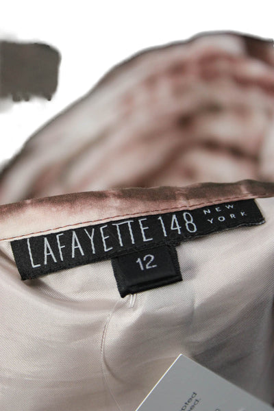Lafayette 148 New York Women A-Line Brown Silk Knee Length Skirt Size 12
