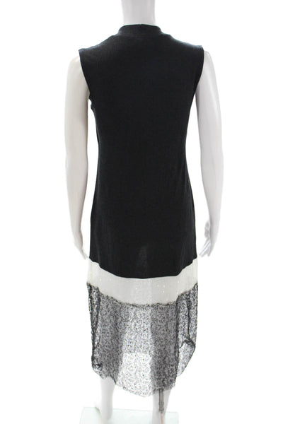 siedres Womens Shift Dress Black V Neck Sleeveless Full Length Viscose Size M