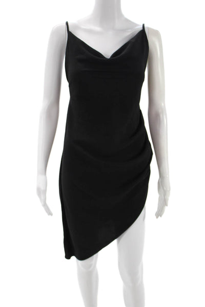 Amanda Uprichard Womens Black Cowl Neck Slip Dress Knee Length Polyester Size L