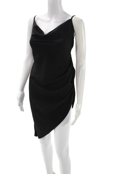 Amanda Uprichard Womens Black Cowl Neck Slip Dress Knee Length Polyester Size L