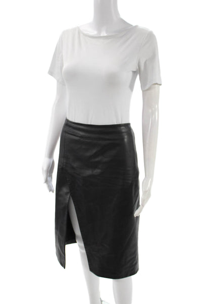 Loulou Studio Women Straight Pencil Leather Skirt Black Zip Size 42