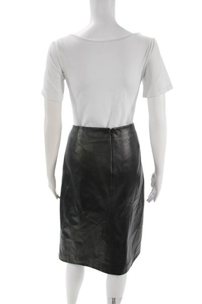 Loulou Studio Women Straight Pencil Leather Skirt Black Zip Size 42