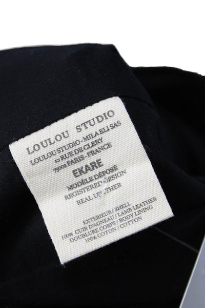 Loulou Studio Women Straight Pencil Leather Skirt Black Zip Size 42