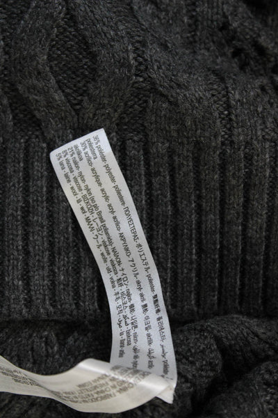 Zara Women Cable Knit Crew Neck Short Sleeve Pullover Sweater Gray Size S