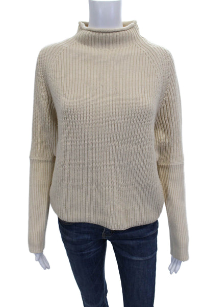Zara Women Pullover Sweater Mock Neck Beige Acrylic Long Sleeve Size S