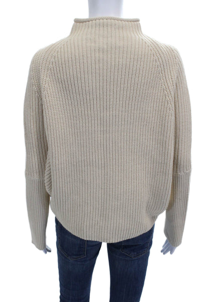 Zara Women Pullover Sweater Mock Neck Beige Acrylic Long Sleeve Size S