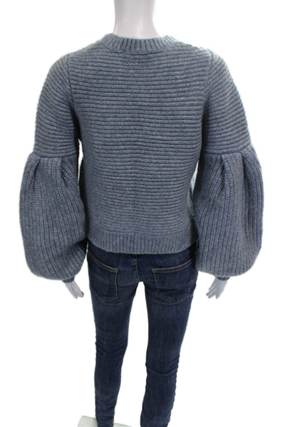 Zara Women Pullover Sweater Blue Acrylic Crew Neck Long Sleeve Size S