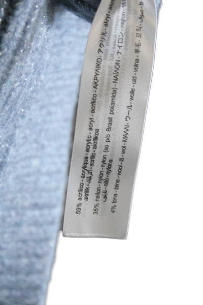Zara Women Pullover Sweater Blue Acrylic Crew Neck Long Sleeve Size S