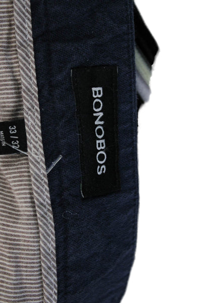 Bonobos Mens Chino Pants Blue Cotton Blend Button Fly 32in Inseam Size 33