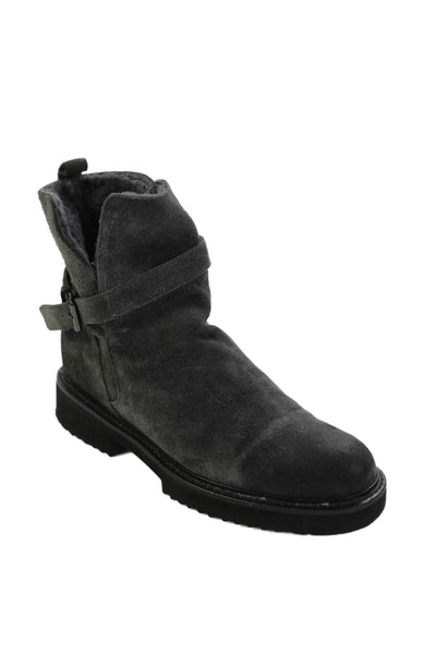 Vince Womens Suede Belted Pull On Ankle Boots Grey Size 38.5 8.5