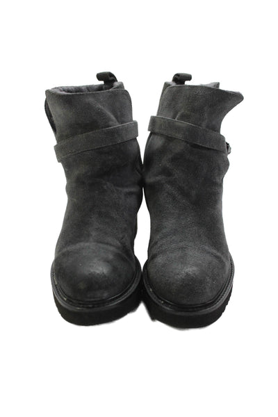 Vince Womens Suede Belted Pull On Ankle Boots Grey Size 38.5 8.5