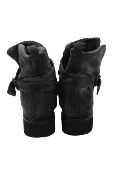 Vince Womens Suede Belted Pull On Ankle Boots Grey Size 38.5 8.5