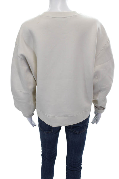 Athleta Women Pullover Cotton Crew Neck Long Sleeve Beige Size M