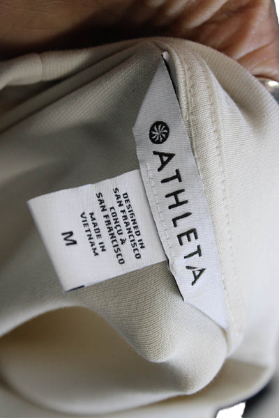Athleta Women Pullover Cotton Crew Neck Long Sleeve Beige Size M
